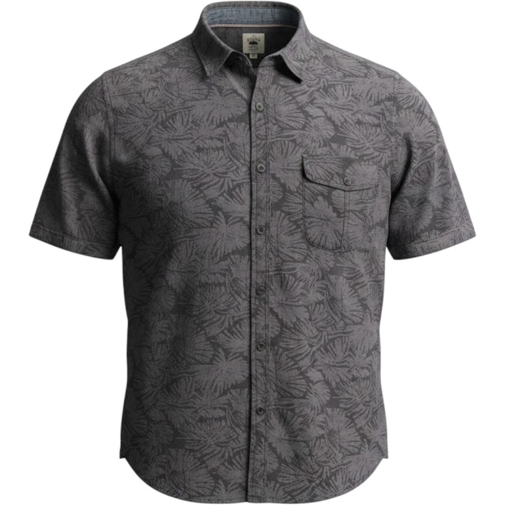Copper & Oak Supply Mens XXL Grey Tropical Palm Leaf Cotton Button Down Shirt